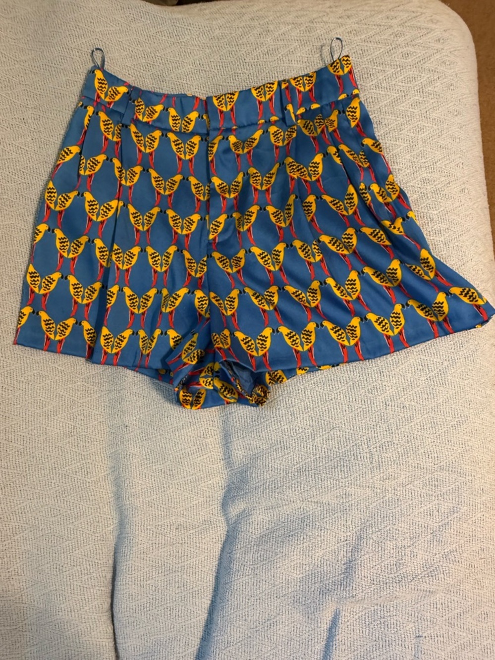 Blue Printed Women's Shorts with Yellow Heart Motif
